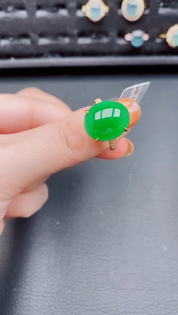 【闪购商品】翡翠戒指银S925镶嵌天然a货翡翠789