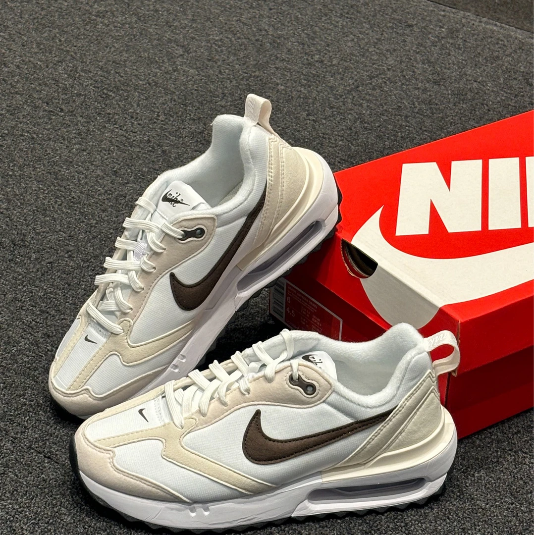 NIKE/耐克AIR MAX女款低帮米白棕气垫缓震休闲跑步运动鞋官方正品