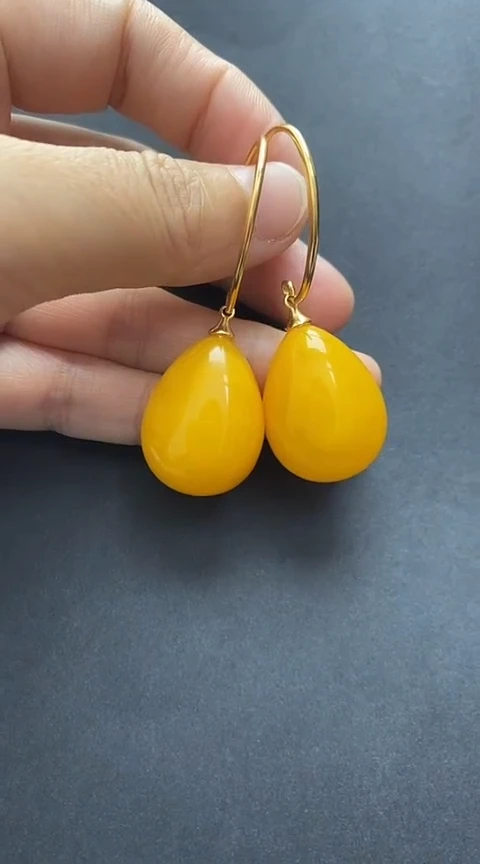 未镶嵌琥珀裸石蜜蜡耳坠