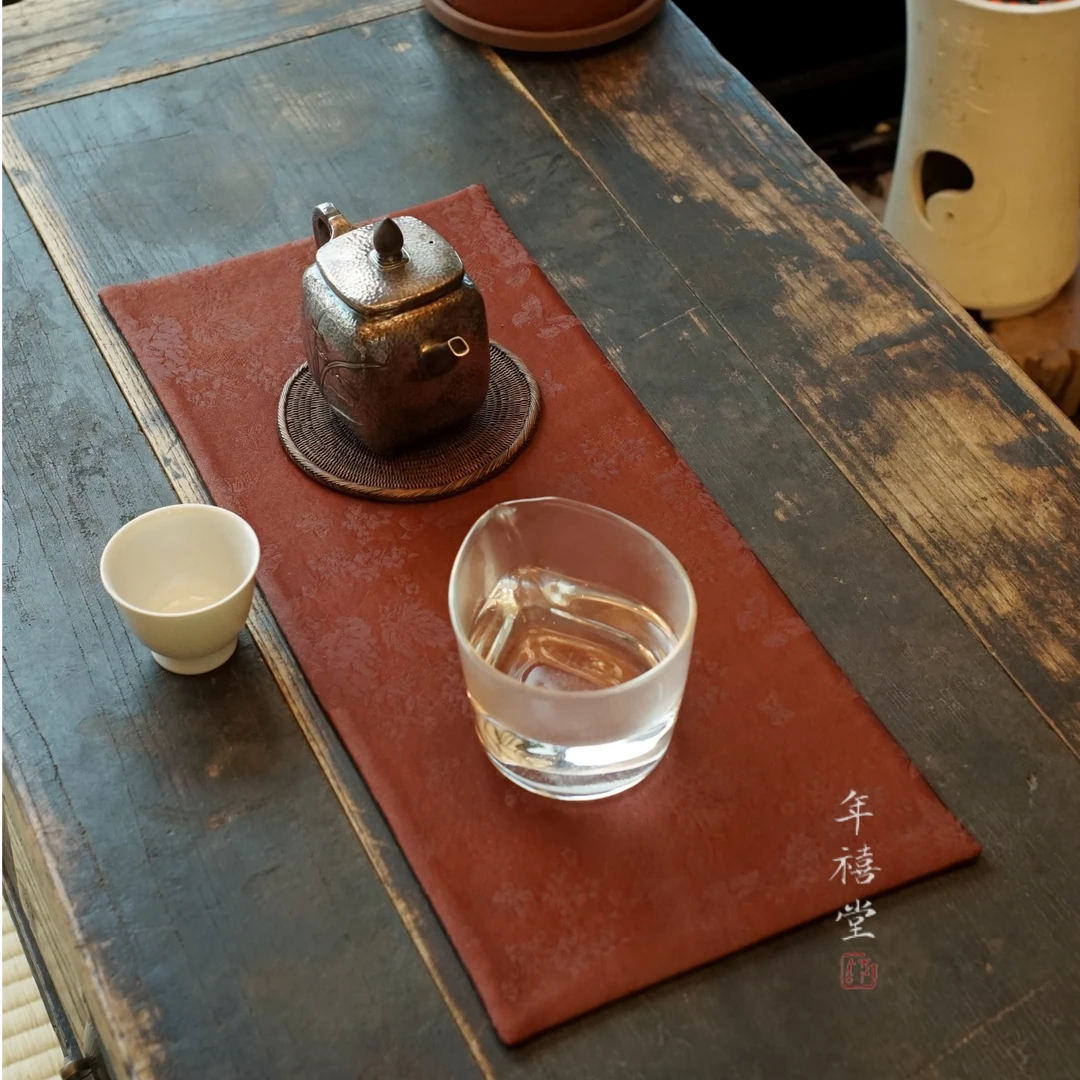香云纱茶席  正反两用桌旗壶垫 干泡茶配 可定制 年禧堂茶空间