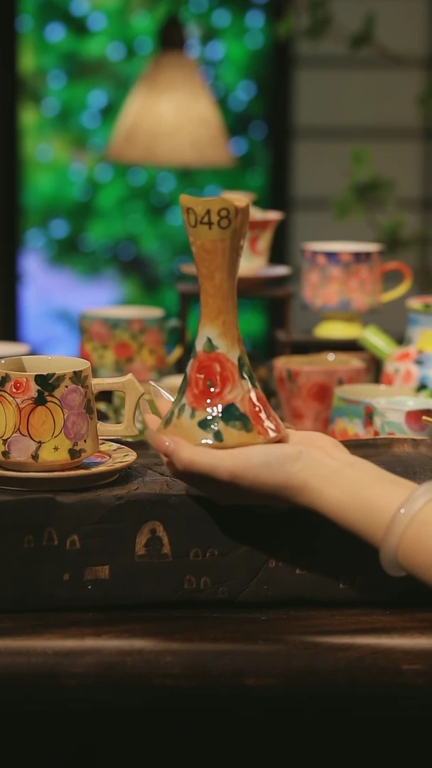 陶瓷048景德镇高温手绘釉下彩设计师款式