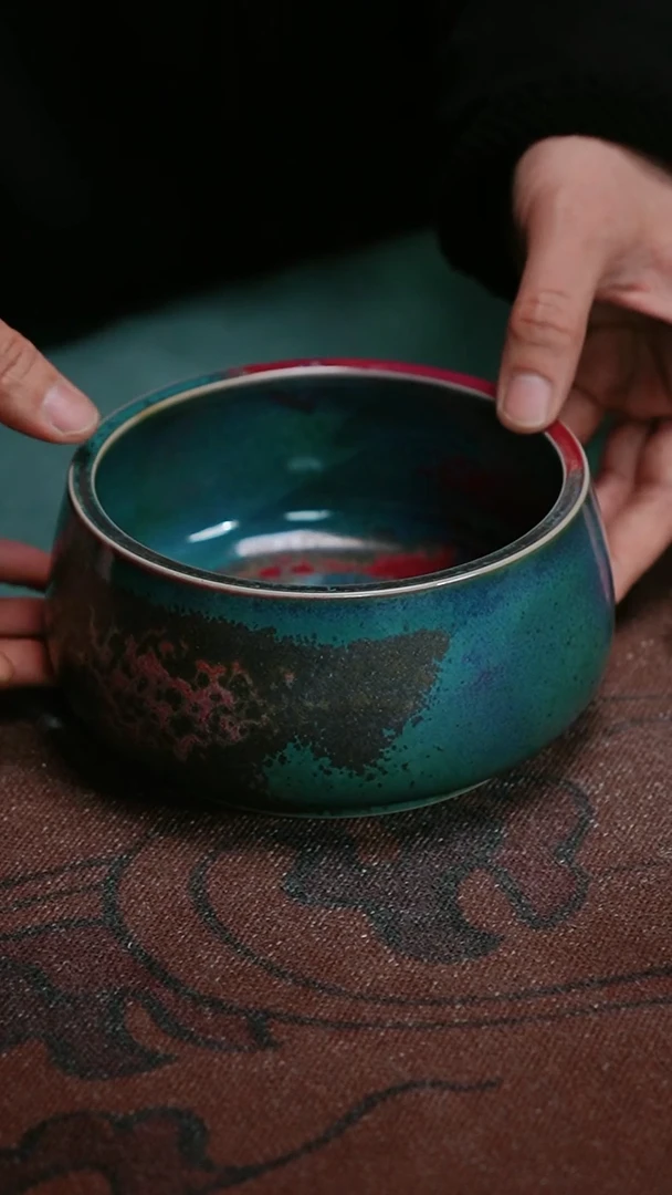 【闪购商品】98-1钵型建水（炉钧釉窑变随机）