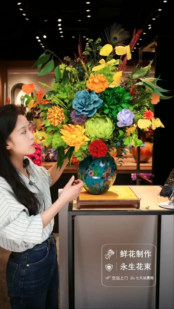 手工艺品琉璃手工花器花束空运包邮送货上门-以图片为准