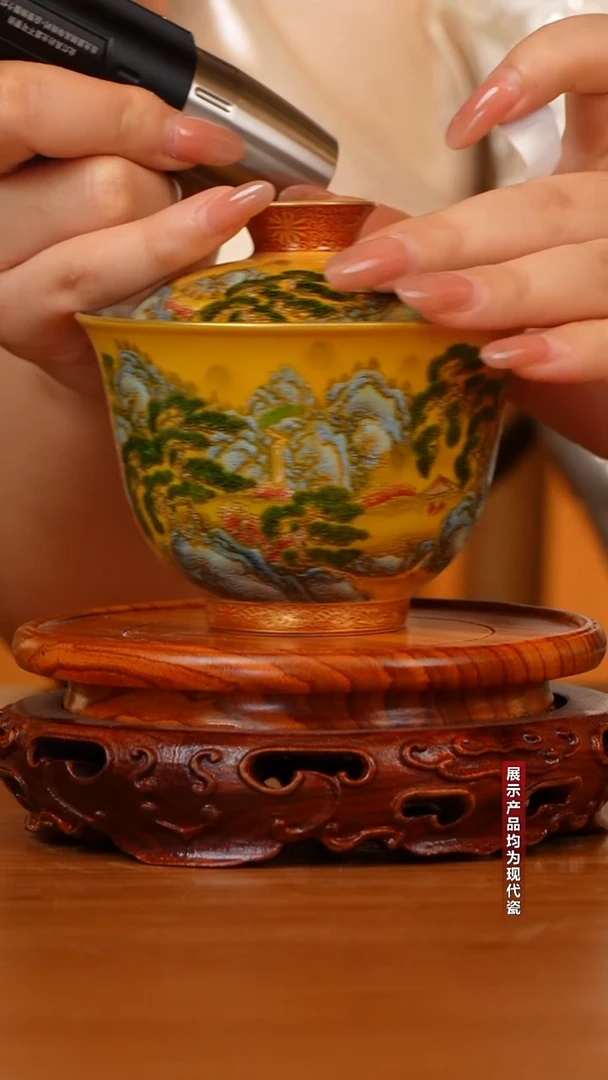 盖碗【央广非遗】古窑御器珐琅彩大盖碗