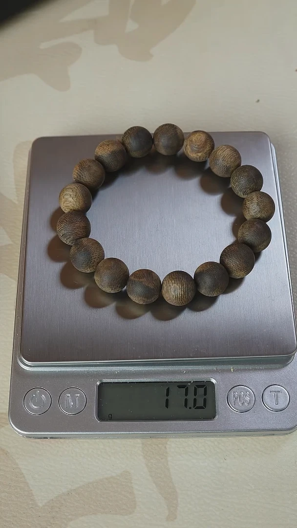 沉香手串开*海南莺歌绿旗楠卡12单圈圆珠99沉
