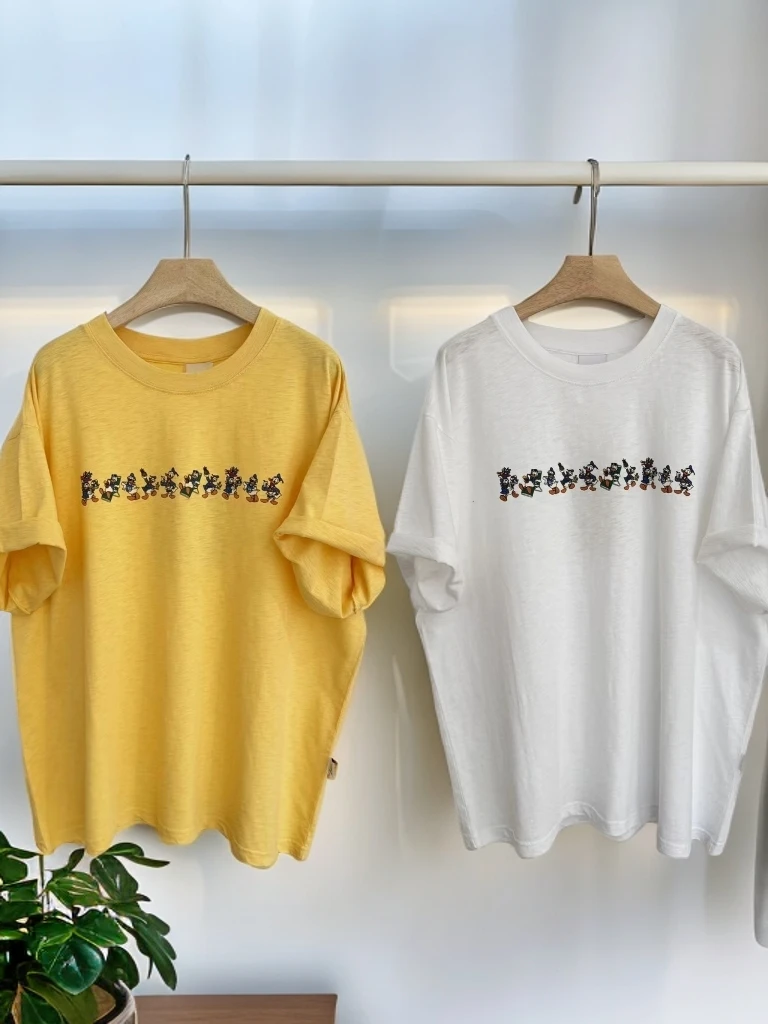 【卡通鸭】竹节棉 显白韩版时尚卡通趣味短袖T恤女夏季新款舒适上衣