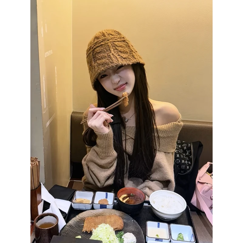 生活感~素颜日常韩国手工编织渔夫帽子女春夏显脸小百搭针织盆帽