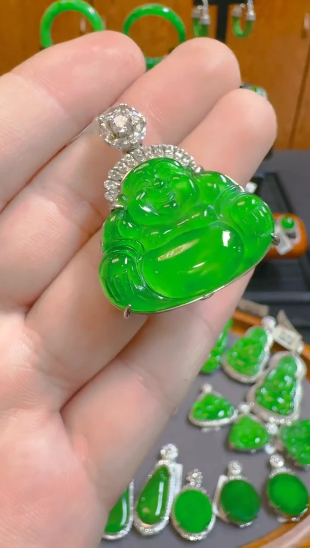 吊坠(赠链)银S925镶嵌翡翠天然A货翡翠
