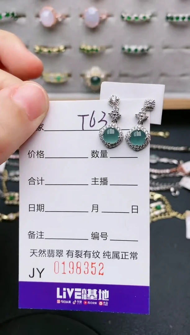 翡翠银S925镶嵌耳饰....