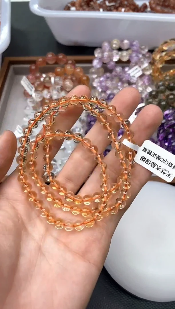 未镶嵌手串水晶AA34黄水晶多圈6mm