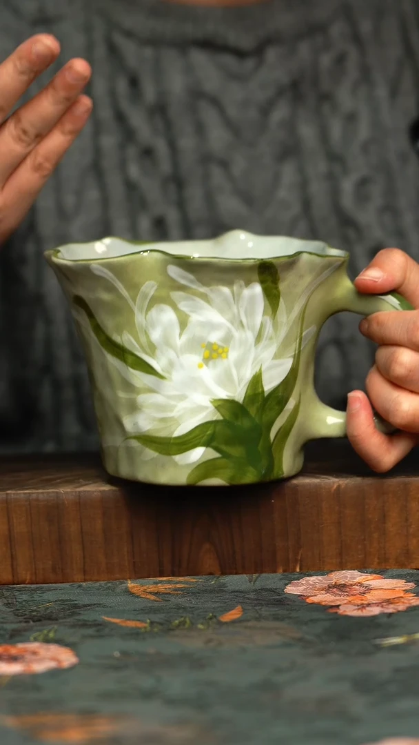 杯釉下彩手工手绘同款陶器