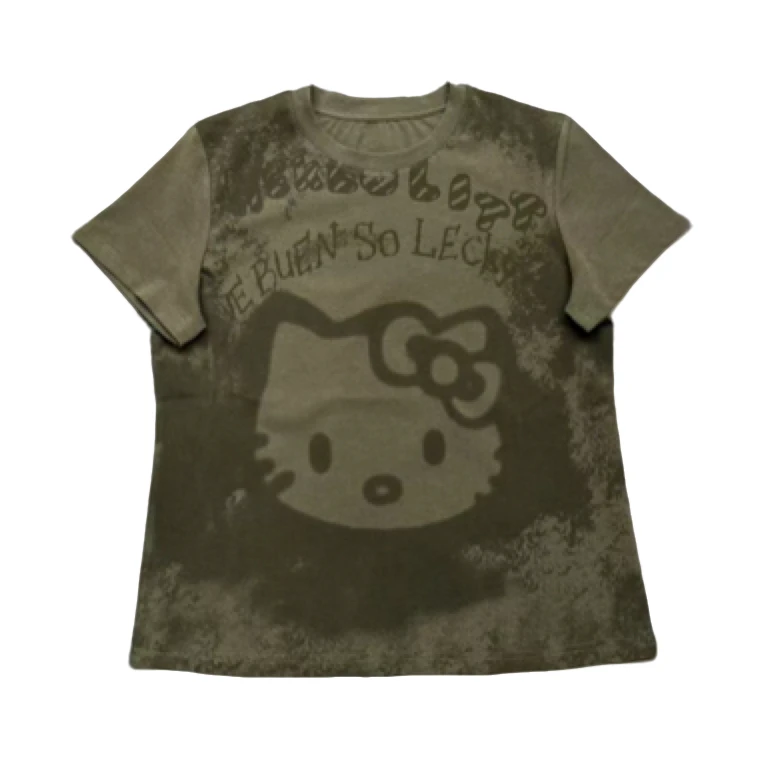 117灰色晕染kt猫T恤