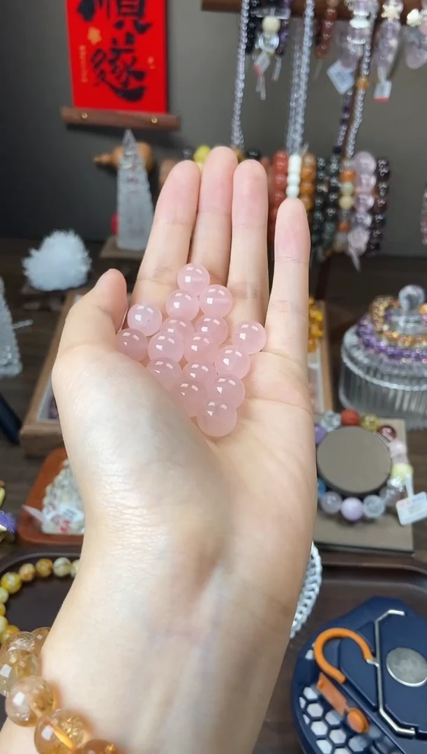 水晶手链未镶嵌11.5mm粉水晶单珠