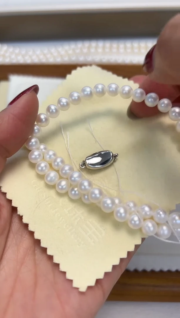 颈饰银S925镶嵌淡水珍珠6-7MM无核