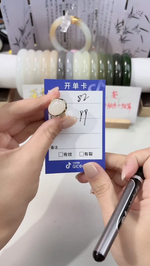 银S925镶嵌戒指和田玉白玉大蛋面戒指82