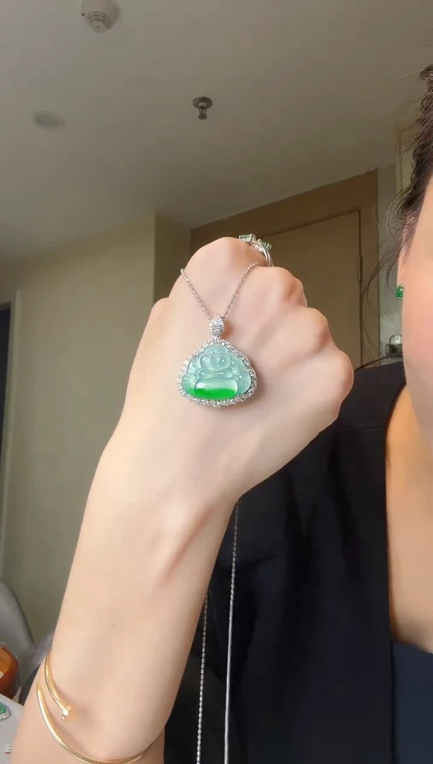 翡翠银S925镶嵌吊坠(不含链)天然翡翠吊坠1