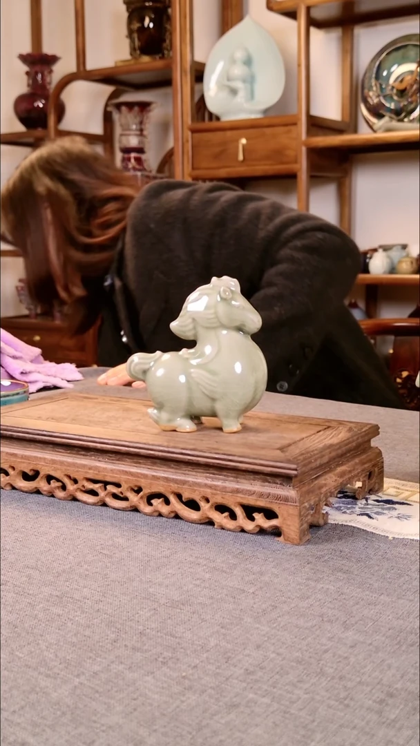 瓷片奔腾小马 蹲马 土魂钧瓷