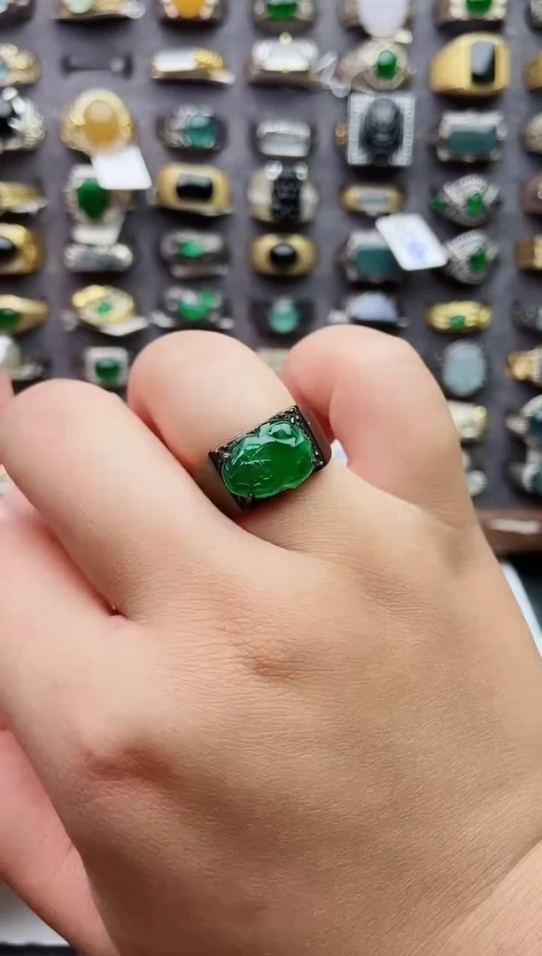 未镶嵌戒指翡翠天然翡翠男戒