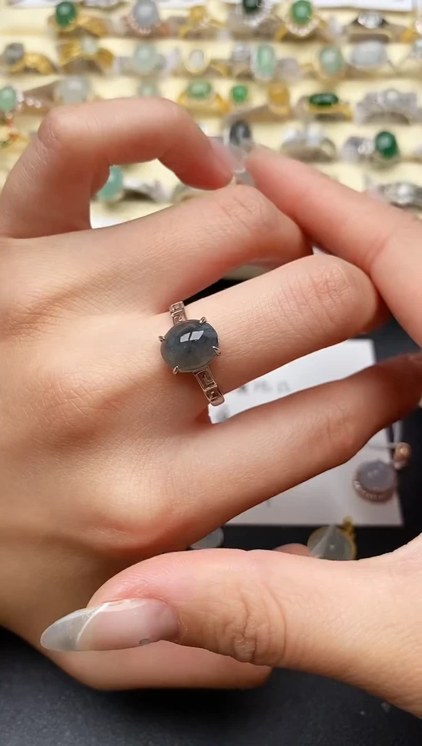 【闪购商品】翡翠戒指银S925镶嵌55555555+2