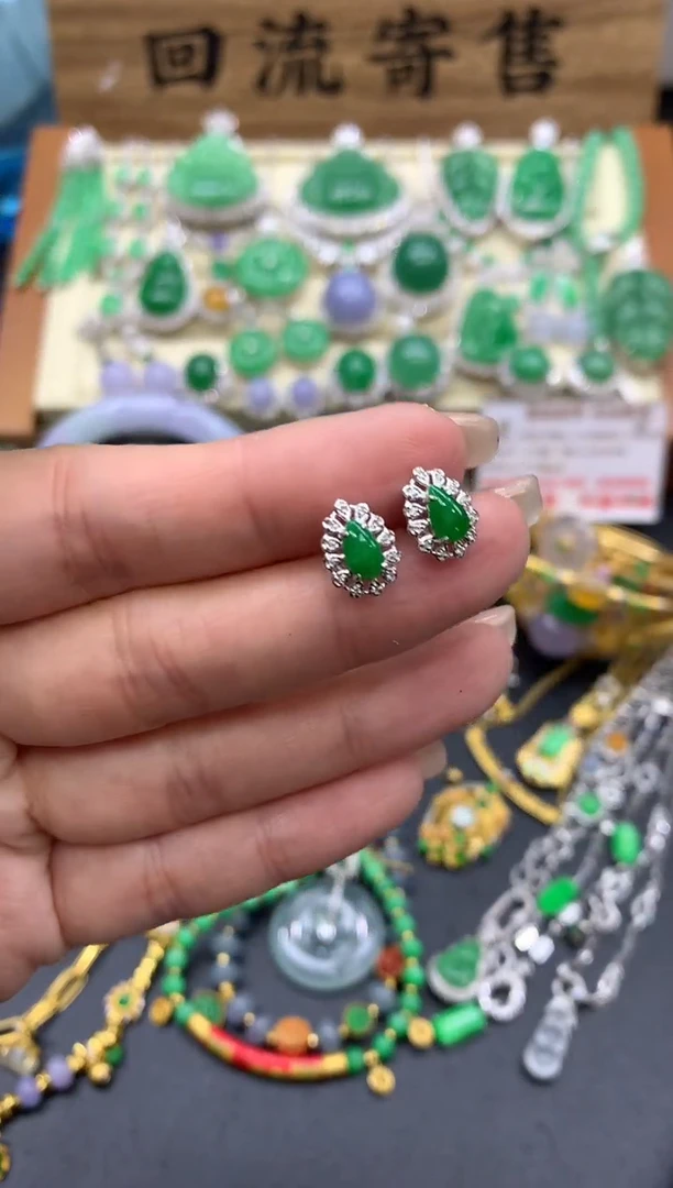 【闪购商品】翡翠耳饰18K金镶嵌360-中国好珍宝1