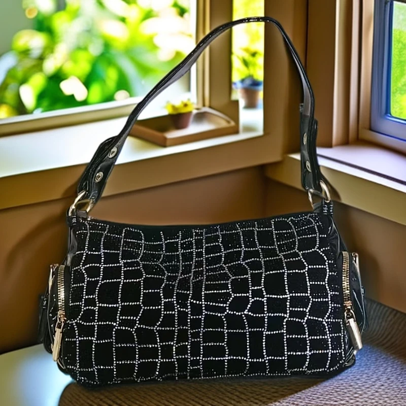 2024新款手提包单肩腋下水钻时尚女包洋气批发小包链条包