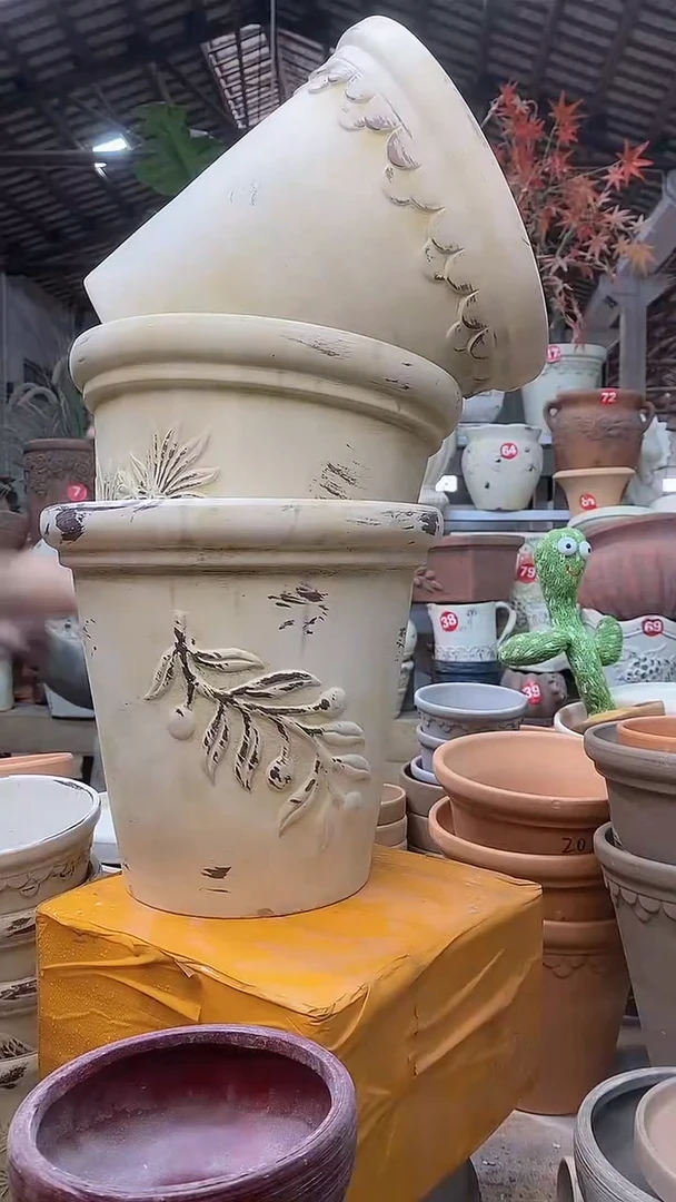 【闪购商品】缸3个25*23作旧陶巴洛香草橄榄无托