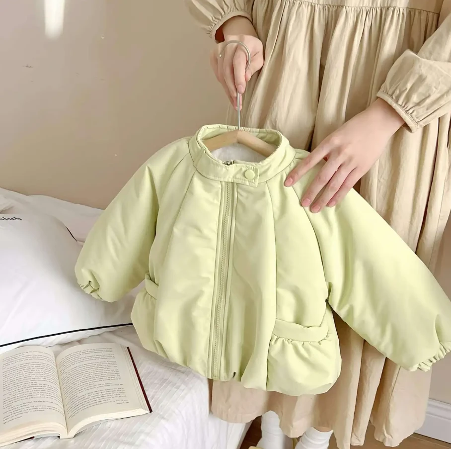 女童冬装花苞棉服2024新款洋气儿童保暖外套女孩冬季棉衣黄色棉袄