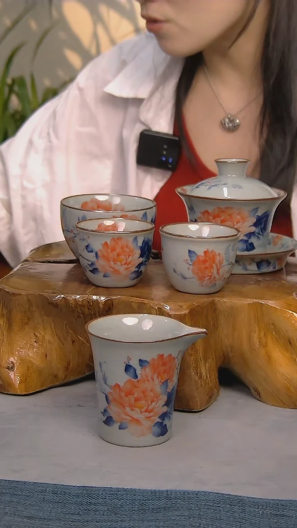 简装家用款5件套 老陶泥开片纹陶瓷茶具