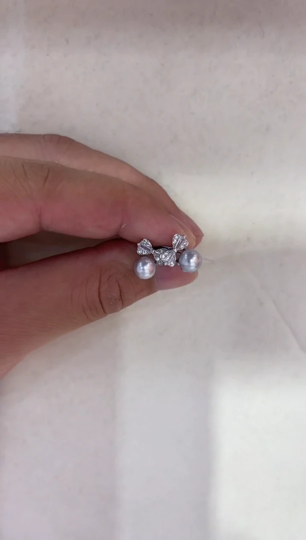 银S925镶嵌海水珍珠耳饰非基地不带证书