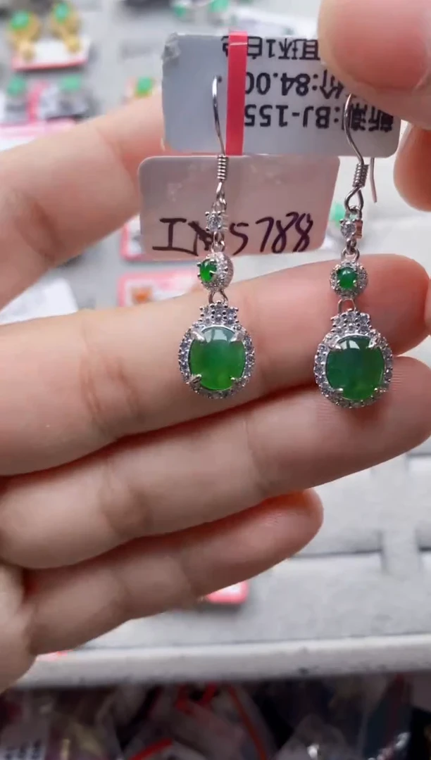 翡翠戒指银S925镶嵌3333---1