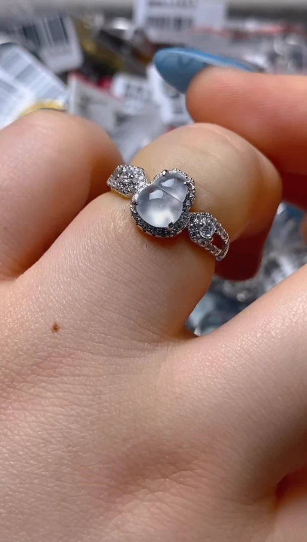 银S925镶嵌戒指翡翠百内无证书