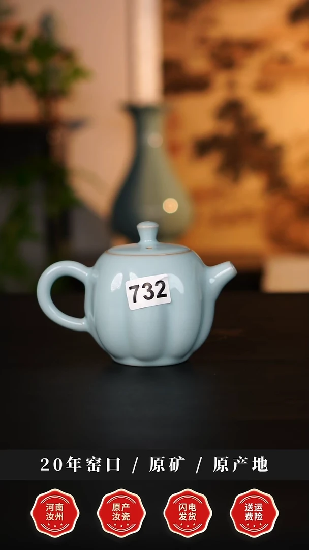 壶瓷天熙汝瓷南瓜壶一级732