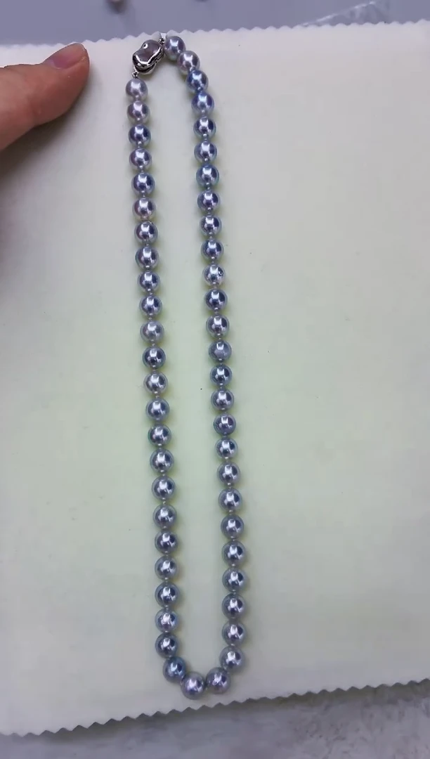 未镶嵌DA海水珍珠灰珠串链7-8 y734