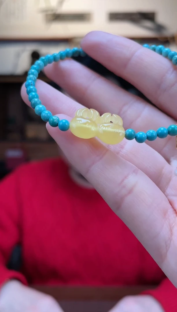 【闪购商品】蜜蜡裸石银S925镶嵌蜜蜡小手串YX