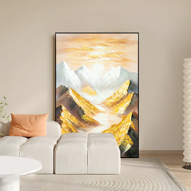 现代简约手工油画背有靠山玄关装饰画轻奢风客厅入户挂画80120