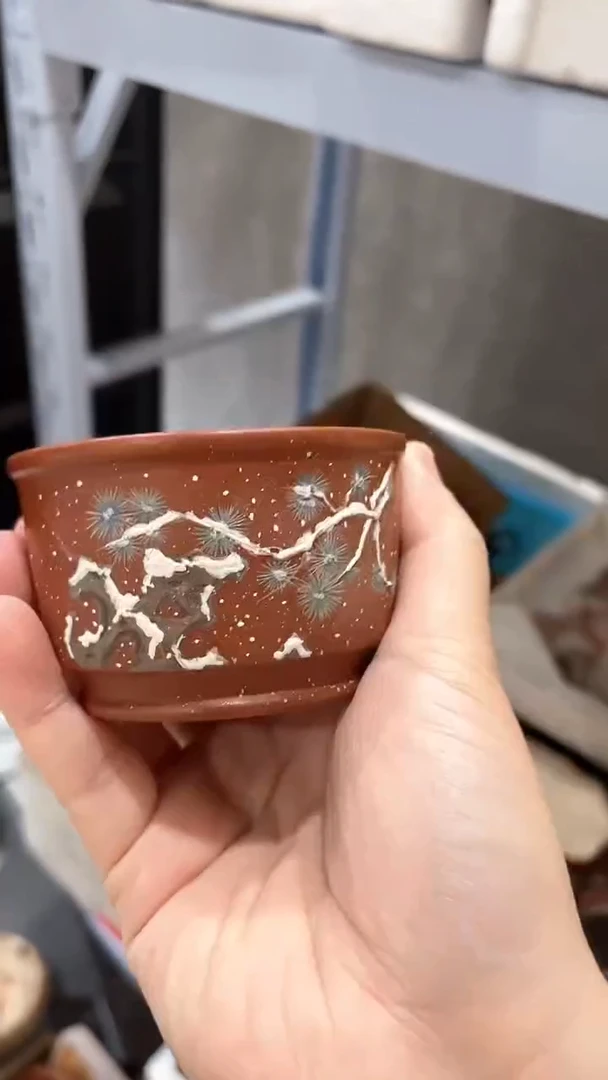 茶壶紫砂朱泥雪松杯微瑕