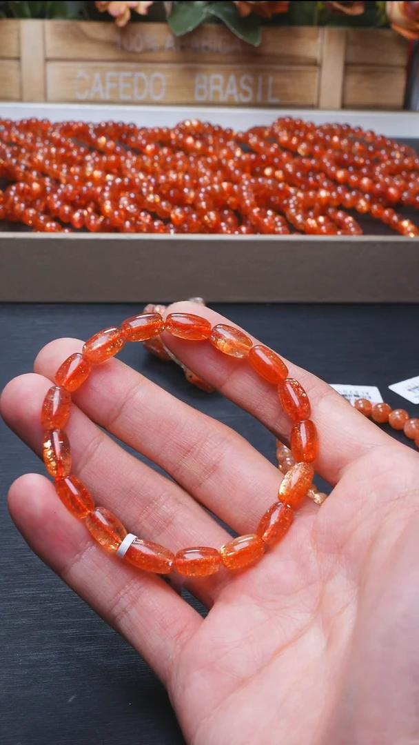 L018金太阳桶珠单圈未镶嵌长石多样性发其一