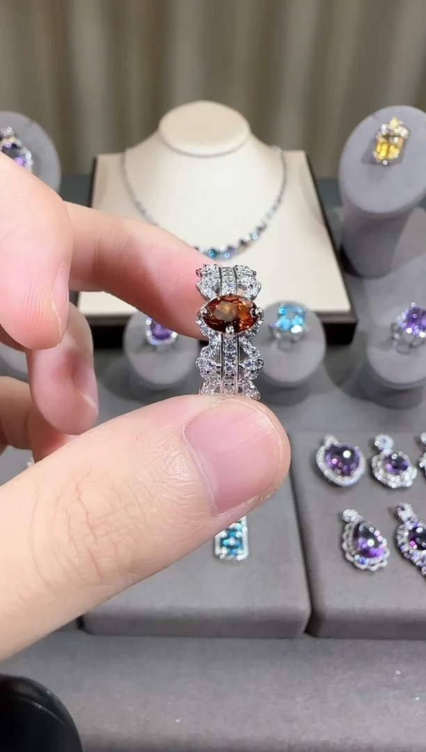 银S925镶嵌戒指黄晶3*6mm戒指简约设计款