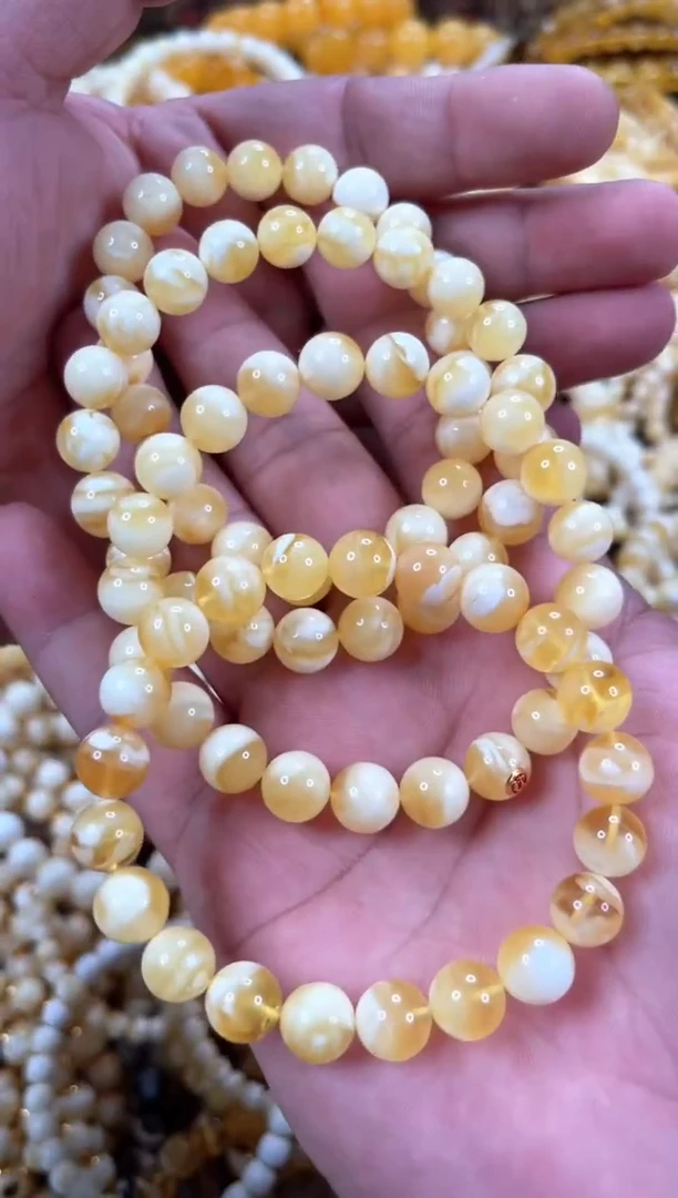 未镶嵌琥珀裸石BB16   9左右圆珠多样性一条