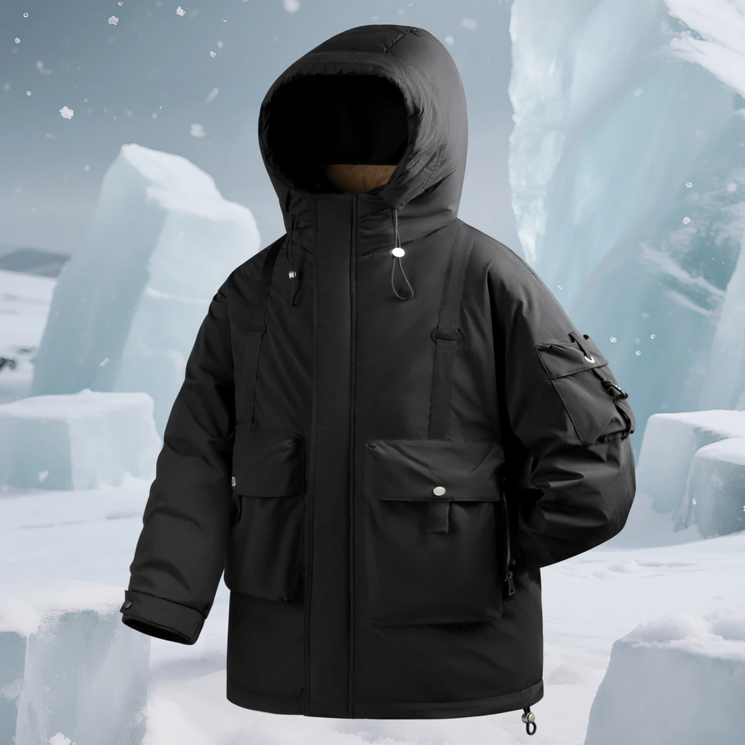 MR.MUDI/穆迪先生冬季新款连帽羽绒服男鸭绒防风保暖多口袋冲锋衣