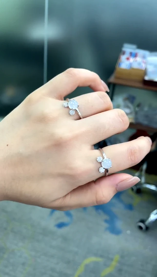 翡翠戒指银S925镶嵌米老鼠多样性发货发一件