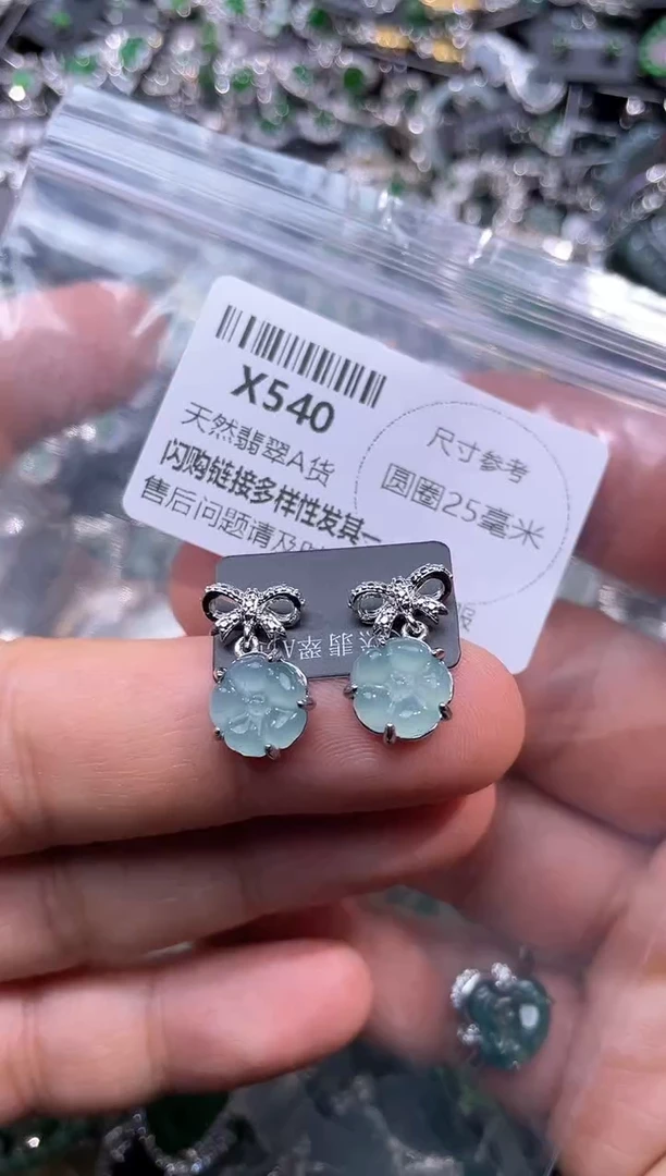 【闪购商品】翡翠颈饰未镶嵌X540耳钉