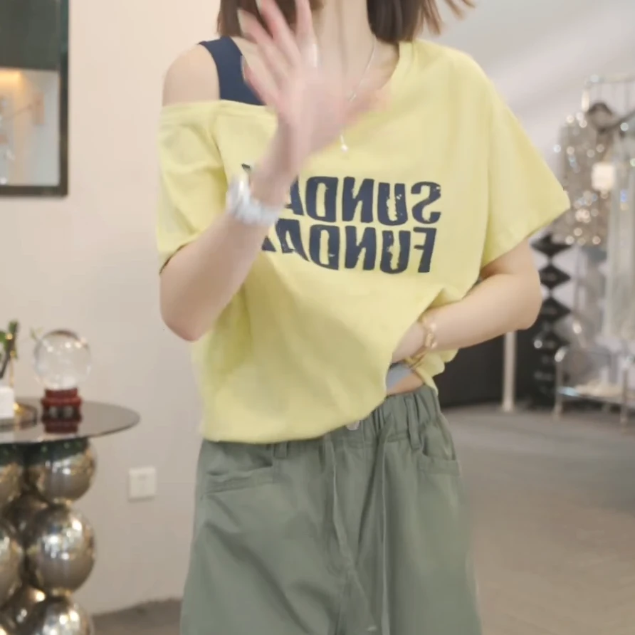 【懒人字母】2025夏季新款时尚休闲气质t恤上衣