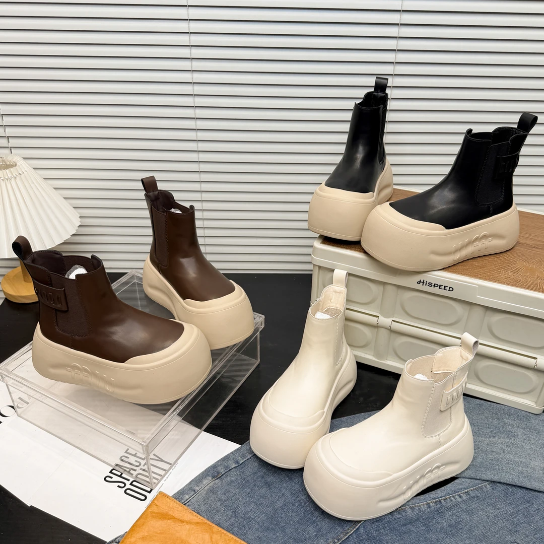 【五】欧货大头厚底松糕马丁靴高帮鞋机车靴短靴小个子增高女鞋