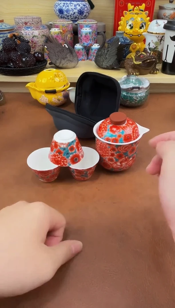 陶瓷茶具摆件旅行套组