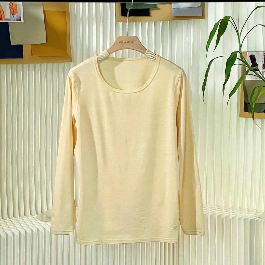 柞蚕丝舒适肌底衣秋衣四季款贴肤抑菌长袖保暖9624-C94088