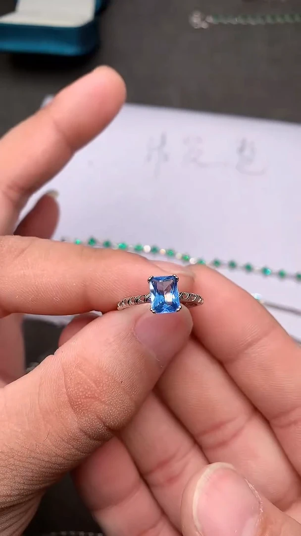 【闪购商品】海蓝宝石戒圈银S925镶嵌.......