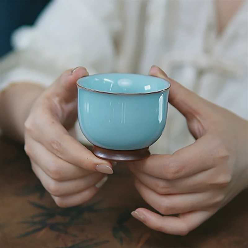 【见雯】汝瓷 复烧天青釉 主人杯80ml