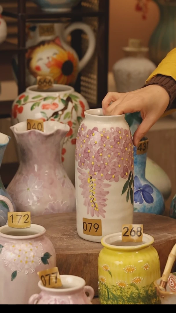 陶瓷景德镇设计师手作花器摆件侘寂风@M079@