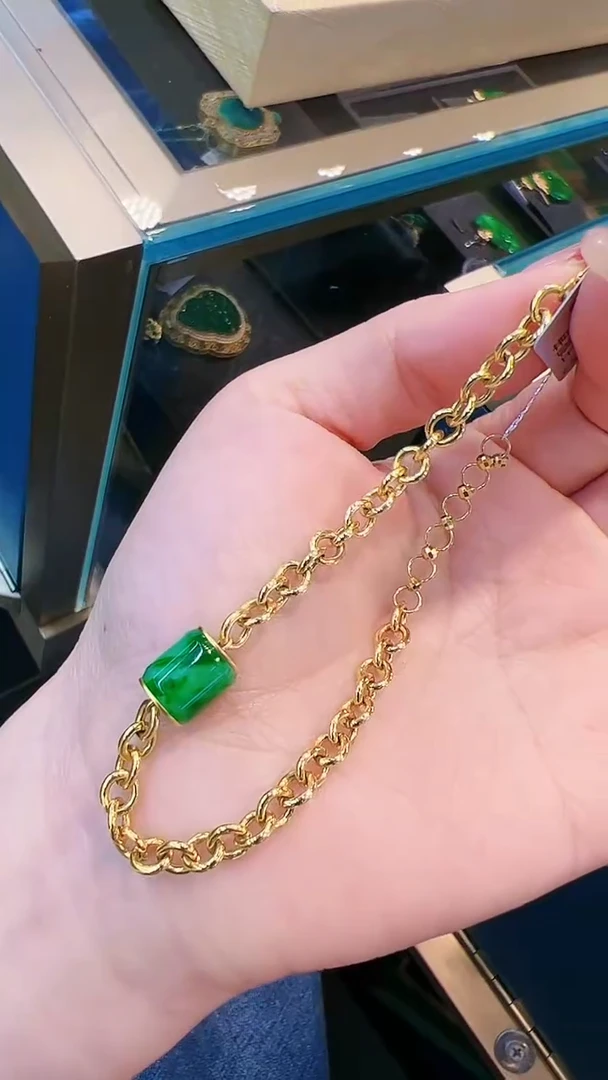 【闪购商品】翡翠手链18K金镶嵌手链